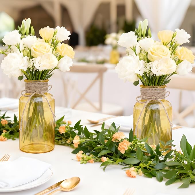 6 Pack Mason Jar Vases for Centerpieces, Wide Mouth Mason Jars - Image 5