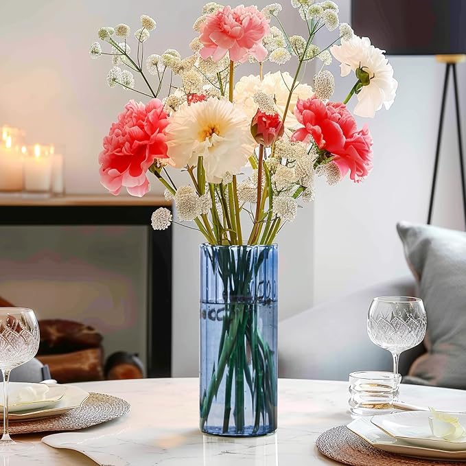 ComSaf Glass Cylinder Vase 8 Inch Tall, Hurricane Floating Candle Holder - Image 7