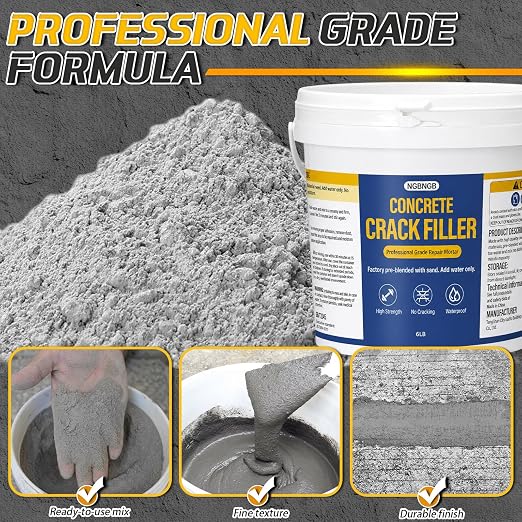 Concrete Crack Filler Heavy-Duty Dry Granular Mortar Repair Kit, 10 lb Gray | - Image 6