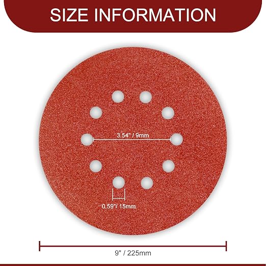 9 Inch 10 Holes Sanding Disc 100 Grit Drywall Sandpaper 15pcs - Image 4