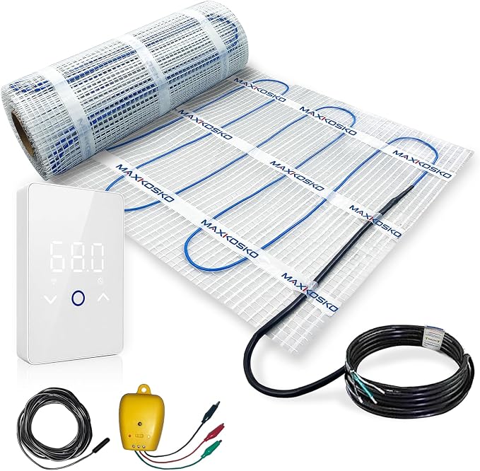 MAXKOSKO 50 sq ft Radiant Floor Heating System & Programmable Thermostat | 120V by MAXKOSKO