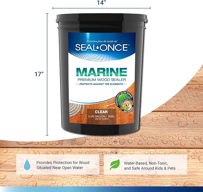 Seal-Once Marine Waterproof Wood Sealer and Stain, 5 Gallon | Premium Wood - Image 2