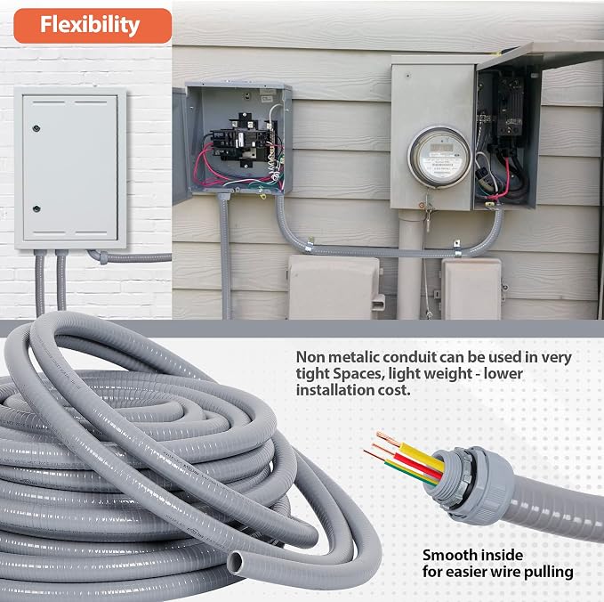 3/4 inch Flexible Liquid-Tight Conduit Kit 25ft, UL Listed | Non-Metallic - Image 6