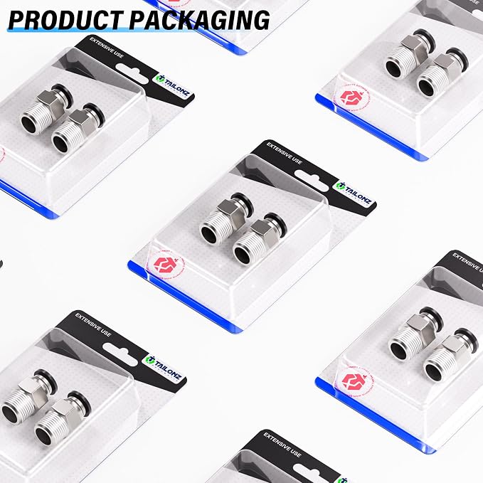 TAILONZ PNEUMATIC Male Straight 1/4 Inch Tube OD x 1/4 Inch NPT Thread Push to - Image 9