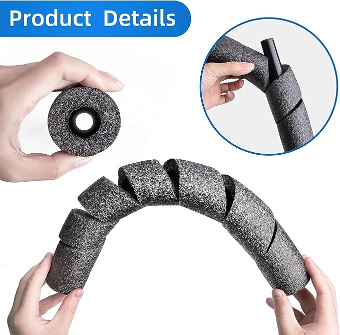 4 Pack Pipe Insulation Foam Tube, 15.7" Black Pool Noodles Foam | Multi-Purpose - Image 3