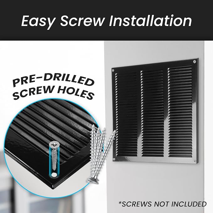 Repa Market 2-Pack Air Vent Cover 16x8 Inch Black Galvanized Steel Louvered - Image 5