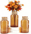 3 Pack Mason Jar Vases for Centerpieces, Amber Glass Flower Vase | Vintage by LEYIQU