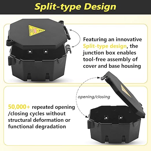 MIARALA Black Open Splice Junction Box | Electrical Splice Box Wire Junction Box - Image 5