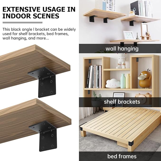 4 Pack L Brackets for Wood Matte Black Strong Corner Brace, Ribbed Corner - Image 6