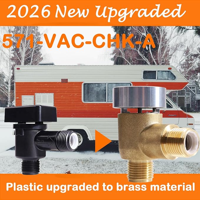 New Upgraded Brass RV Vacuum Breaker Check Valve, 571-VAC-CHK-A Camper RV Black - Image 2