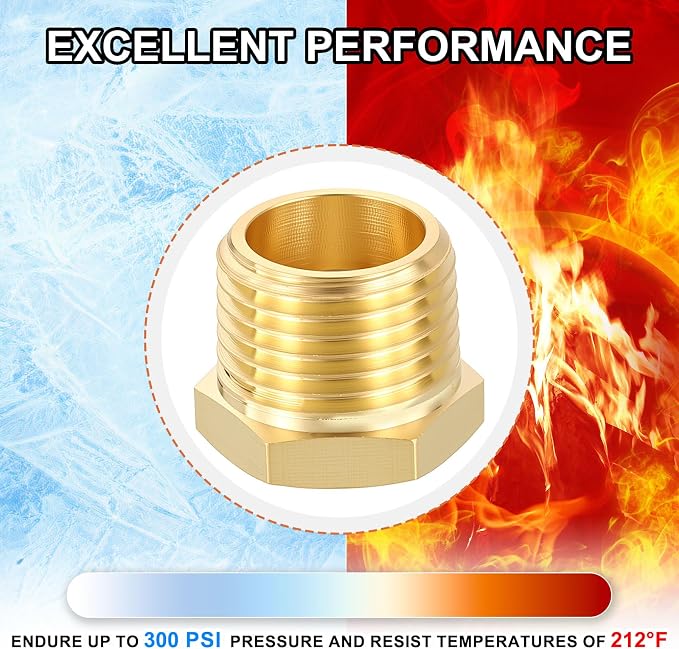 6 Packs Male to FeMale Adapters, 1/2" Male NPT x 1/4" FeMale NPT Brass Hex - Image 7