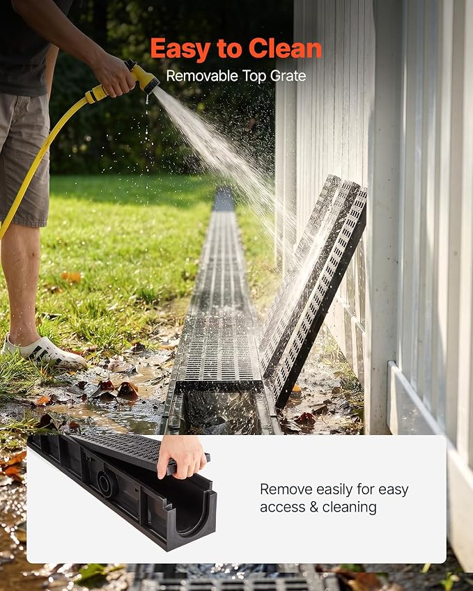 VEVOR Trench Drain, 40.2 x 6.06 x 5.5 in, 6 Pack Linear Drainage Channel - Image 8