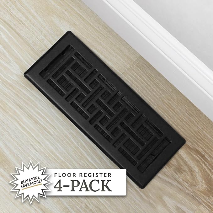 Decor Grates AJH412-BLK Oriental Floor Register, 4x12 Inches, Textured Black - Image 5