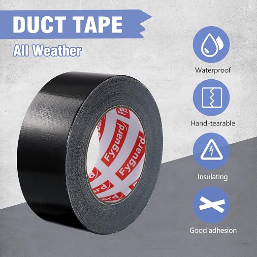 3Pack Black Duct Tape 2IN x 132Yd Total Heavy Duty Waterproof Tape | 8.27Mil - Image 3