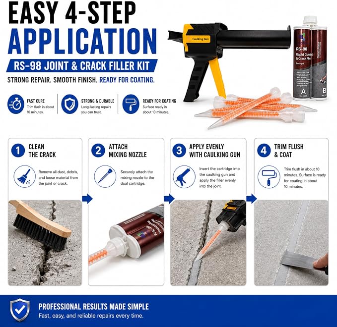 RS-98 Rapid Cure Joint & Crack Filler Kit, Concrete Crack Filler Kit, 400ML | - Image 8