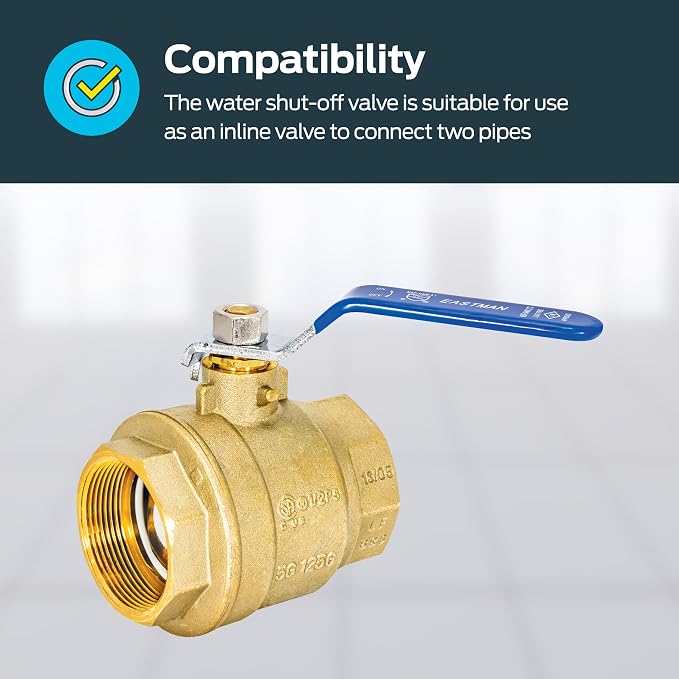 Eastman 2 Inch IPS Heavy Duty Full Port Ball Valve, Brass Plumbing Fitting - Image 3