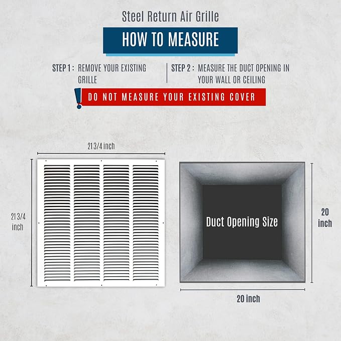 Fits 20x20 Duct Opening | Steel Return Air Grille by Handua | Vent Cover Grill - Image 3