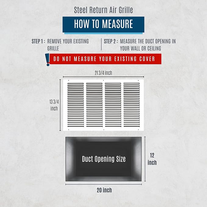 Fits 20x12 Duct Opening | Steel Return Air Grille by Handua | Vent Cover Grill - Image 3