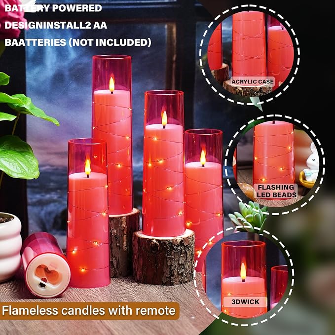 Nimiko Flickering Flameless LED Candles, Battery Operated Candles 9 Pcs - Image 3