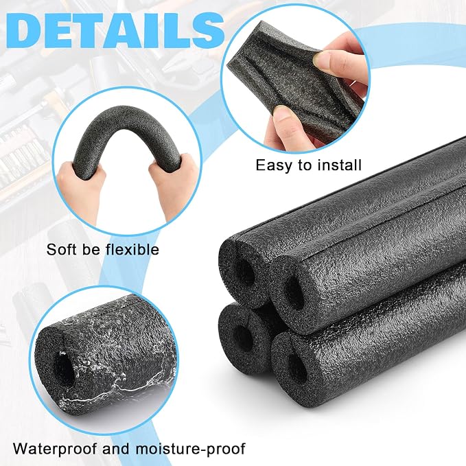6 Pcs 1 Feet Foam Pipe Insulation Foam Tube Insulating Water Pipe Pool Swim - Image 4