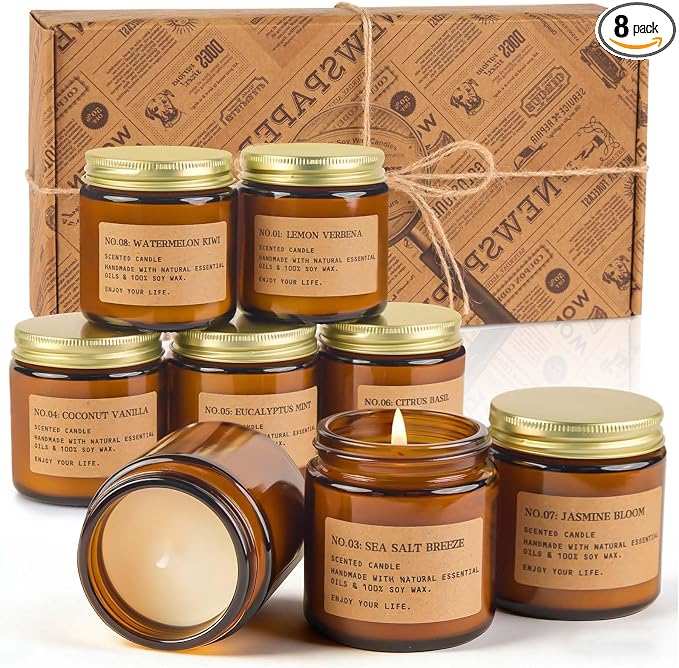 8 Pack Scented Candles for Home, Long Lasting Soy Wax Candle Gift Set | by FEIBAO