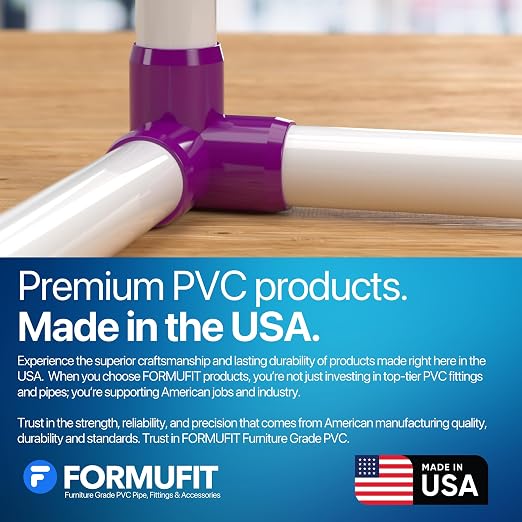 1” 3-Way Elbow Furniture Grade PVC Fitting in Purple, Made in USA, UV-Resistant - Image 7