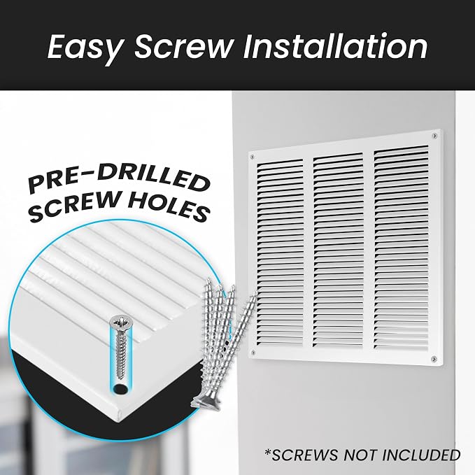 Repa Market Air Vent Cover 20x12 Inch White Galvanized Steel Louvered Grill - Image 5