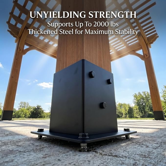 4x4 Post Base Brackets, 3.58'' x 3.58'', Heavy Duty, 4 Pack | Powder-Coated - Image 4