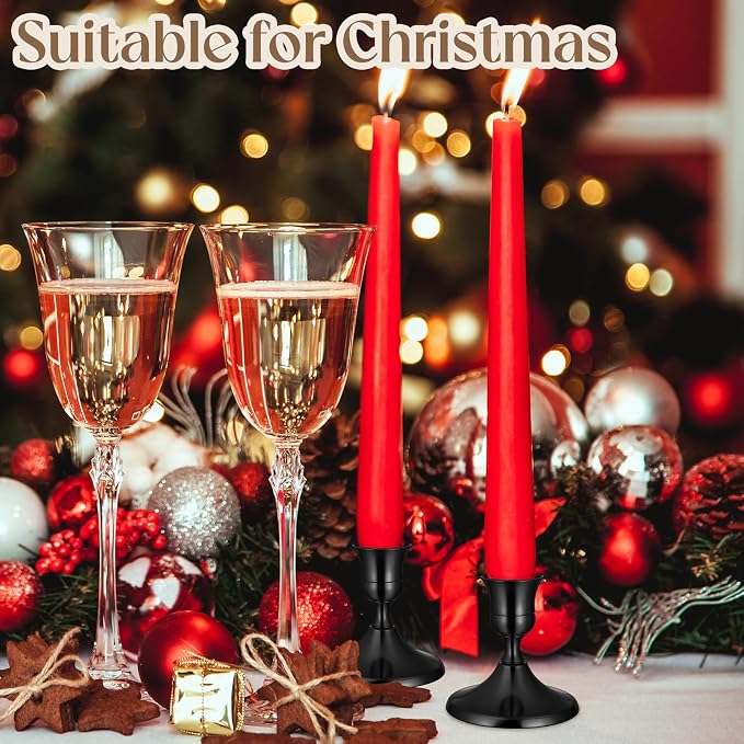 6PCS Brass Black Taper Candle Holders, Vintage Metal Candlestick Holders | - Image 6