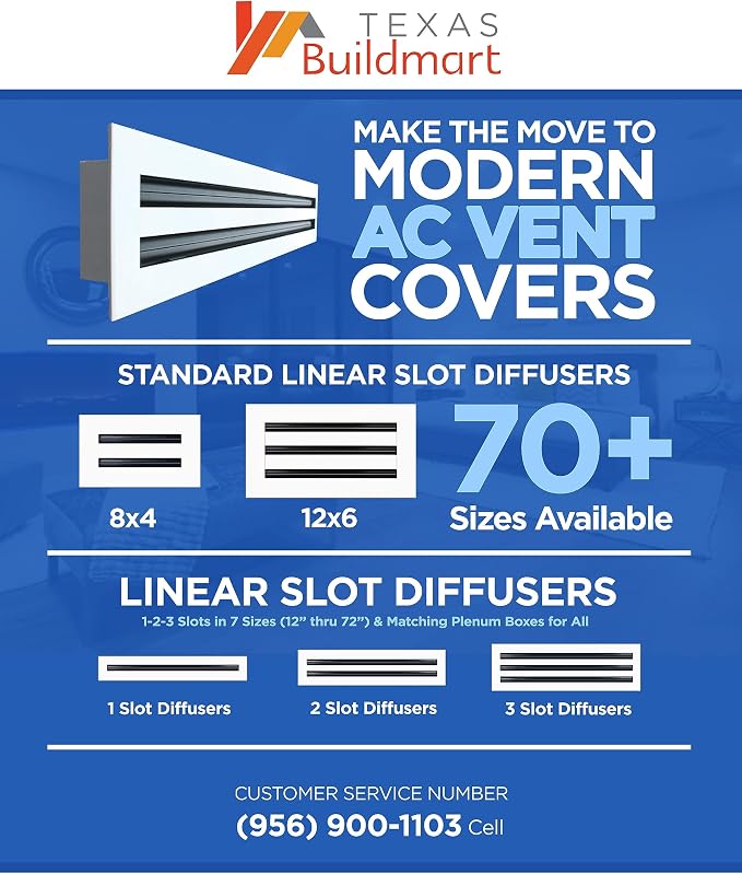 BUILDMART - 20x8 White Modern AC Vent Cover - Decorative Air Vent - Standard - Image 9