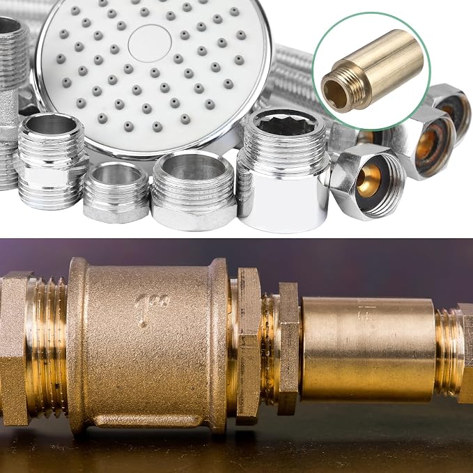 M METERXITY Shower Head Extension Arm, Brass G1/2 Male to Female Extension Pipe - Image 6