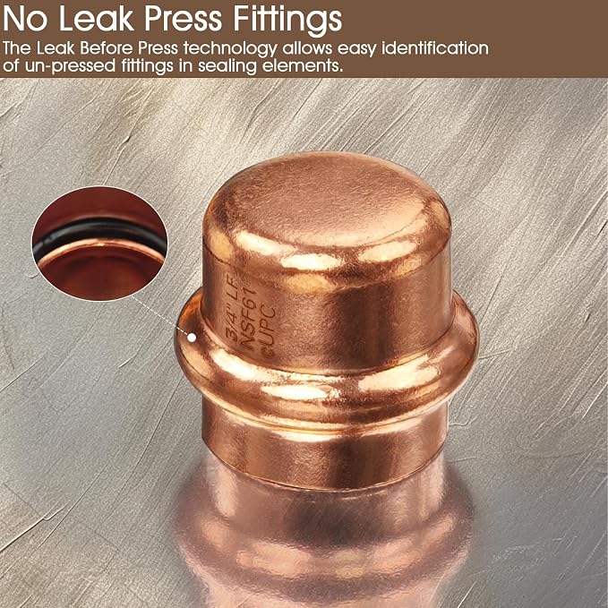 Copper Press Fittings 3/4" Copper Press Cap - Image 3