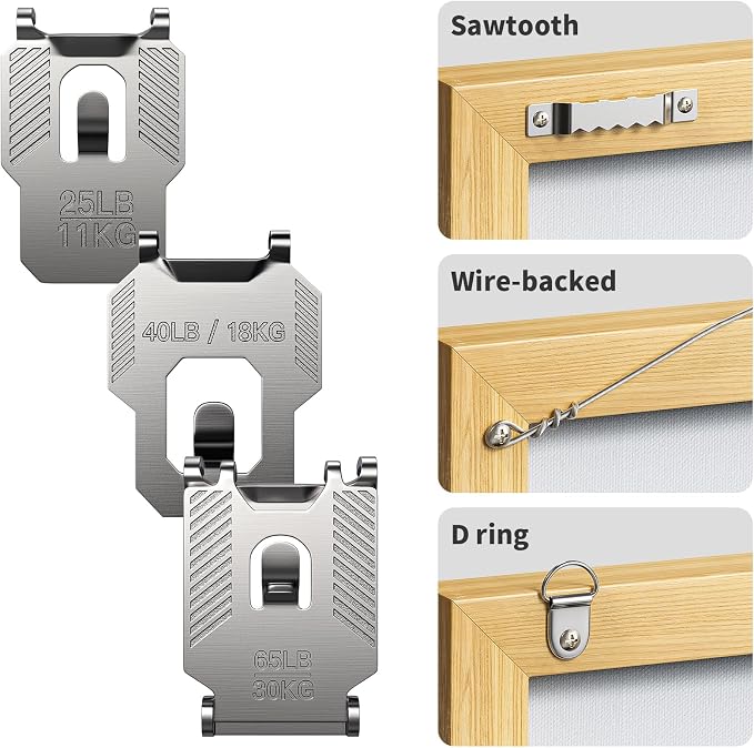 111Pcs 25 40 65 LB Drywall Picture Hangers Claw Heavy Duty No Damage | Picture - Image 3