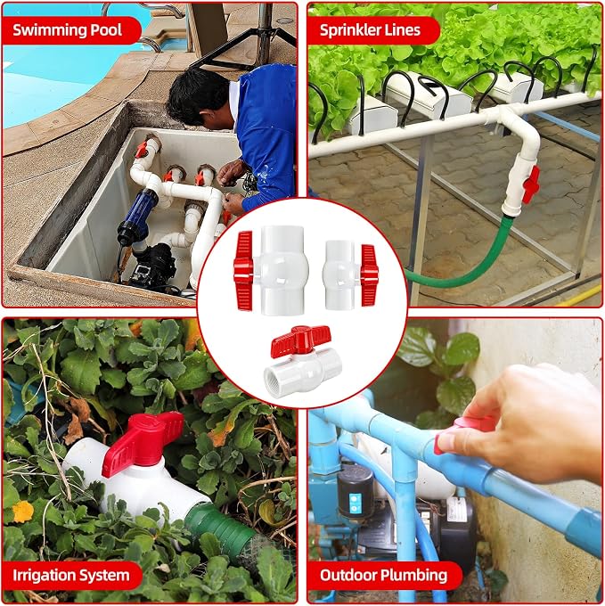 YADIAN 2 Pack PVC Ball Valves 1-1/2'', T-handle Water Shut-Off Ball Valve - Image 4