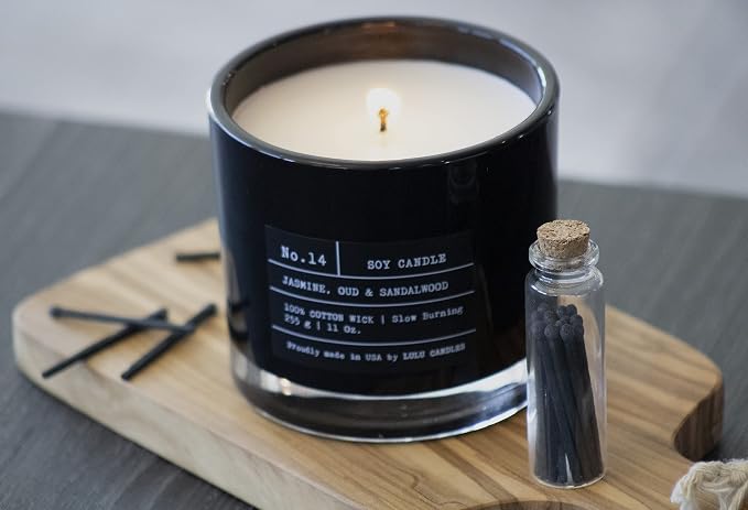 Lulu Candles Jasmine, Oud & Sandalwood Soy Blend Jar Candle, 11 Oz. | Luxury - Image 2