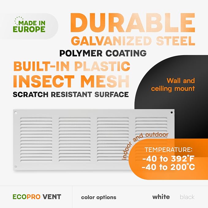 16 x 6 Inch White Galvanized Steel Return Air Register Vent Cover, AC Vent Cover - Image 3