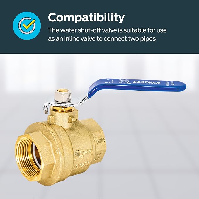 Eastman 1-1/2 Inch IPS Heavy Duty Full Port Ball Valve, Brass Plumbing Fitting - Image 3