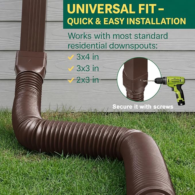 2 Pack Brown Rain Gutter Downspout Extensions, Gutter Extender - Image 6