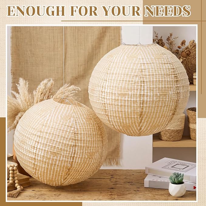 12 Pcs Print Burlap Paper Lanterns Classroom Decor, 16 Inch | Boho Hanging Decor - Image 4