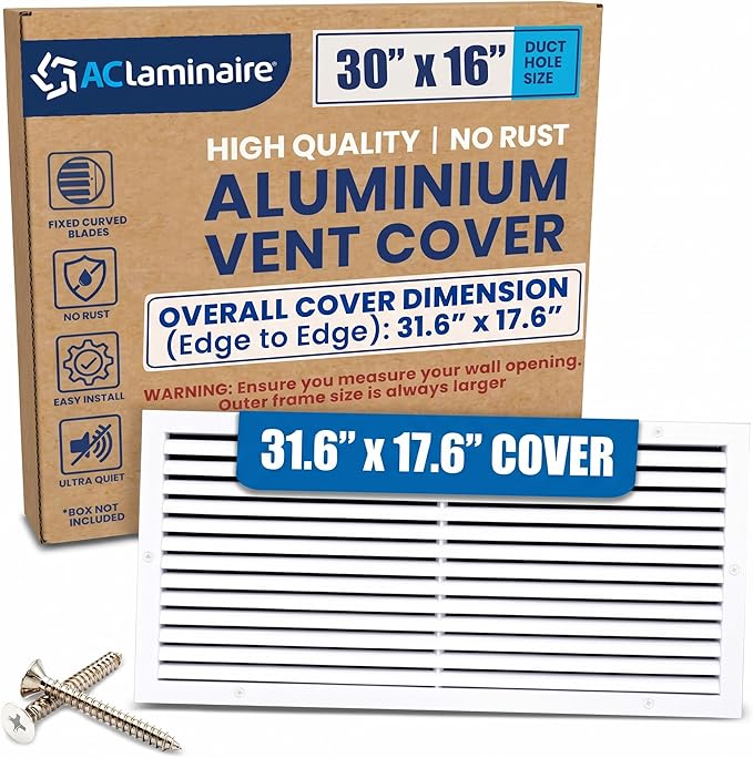30x16 Aluminum Wall Ceiling Air Return Vent Cover HVAC Rustproof Grille by ACLAMINAIRE