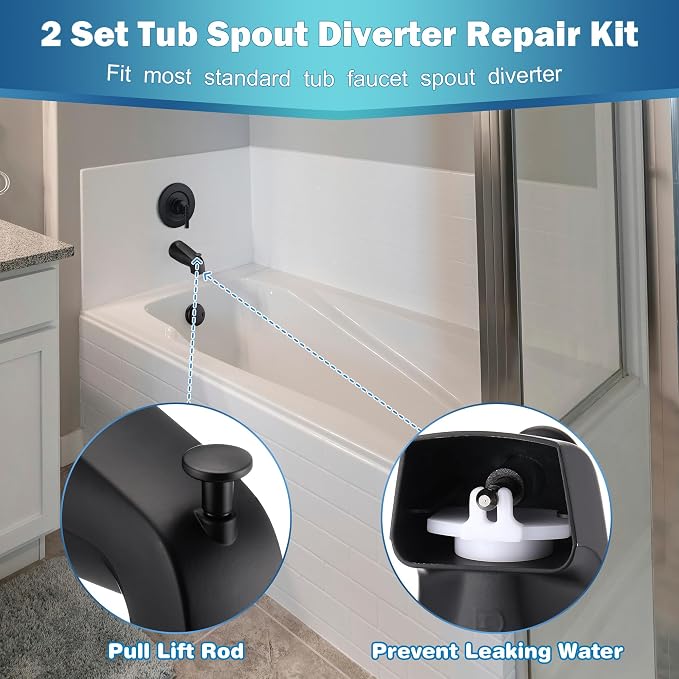 Enhon 2 Set Tub Spout Diverter Repair Kit | Includes 2 x Diverter Valve Stems - Image 3