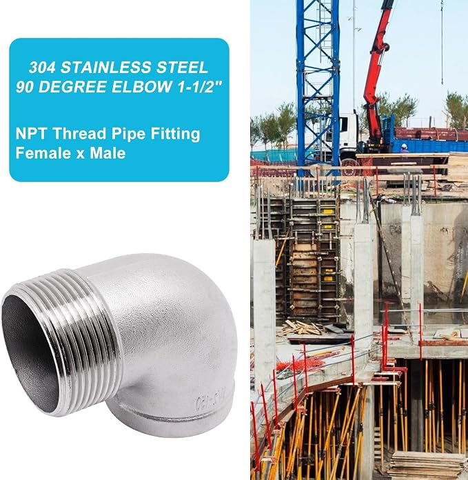 90 Degree Elbow Fittings 1PCS, 1-1/2" NPT Male X 1-1/2" NPT Female 304 - Image 6