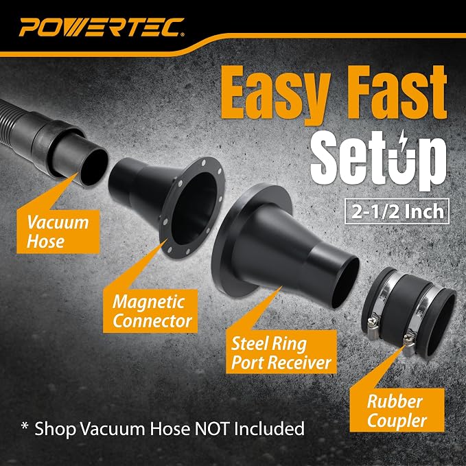 POWERTEC 4” to 2-1/2” Magnetic Connector, Magnetic Dust Collection Fitting w/ 8 - Image 2
