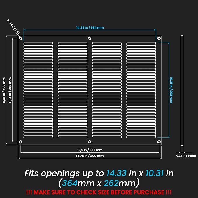 Repa Market Air Vent Cover 16x12 Inch White Galvanized Steel Louvered Grill - Image 2