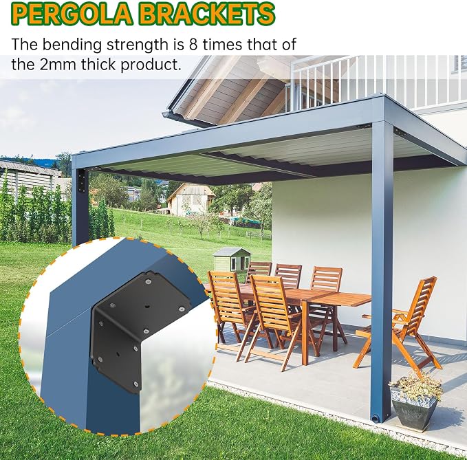 4x4x3.5 Pergola Brackets, Heavy Duty L Bracket - Image 6