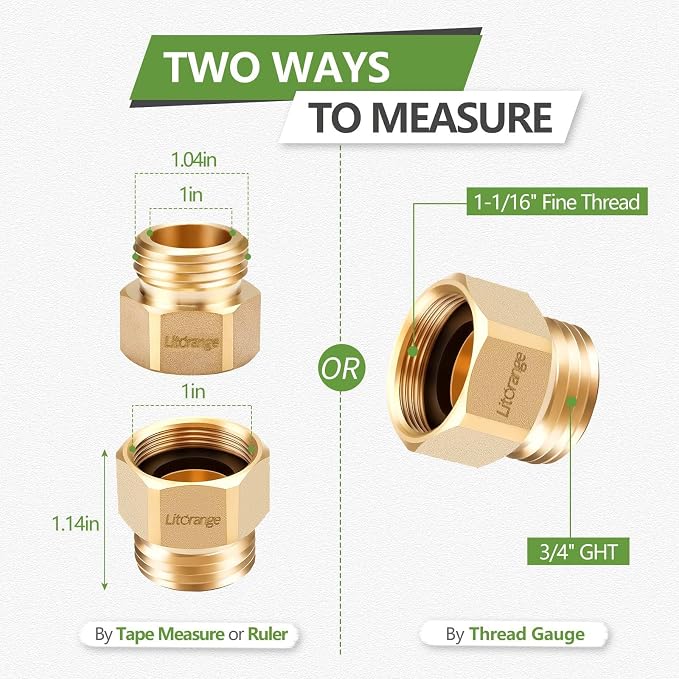 2 Pcs Lead-Free Hose Bib Adapter, 1-1/16" Fine Thread Female x 3/4 GHT Male | - Image 2