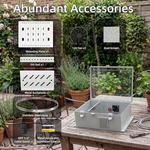 Joinfworld Outdoor Enclosure Box 18.1x12.6x6.4 White Waterproof | ABS - Image 5