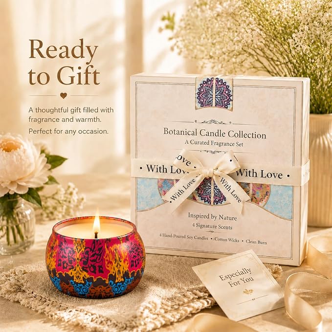 Scented Candles for Women, 4 Pack Candle Gift Set, Natural Soy Candles | Long - Image 2