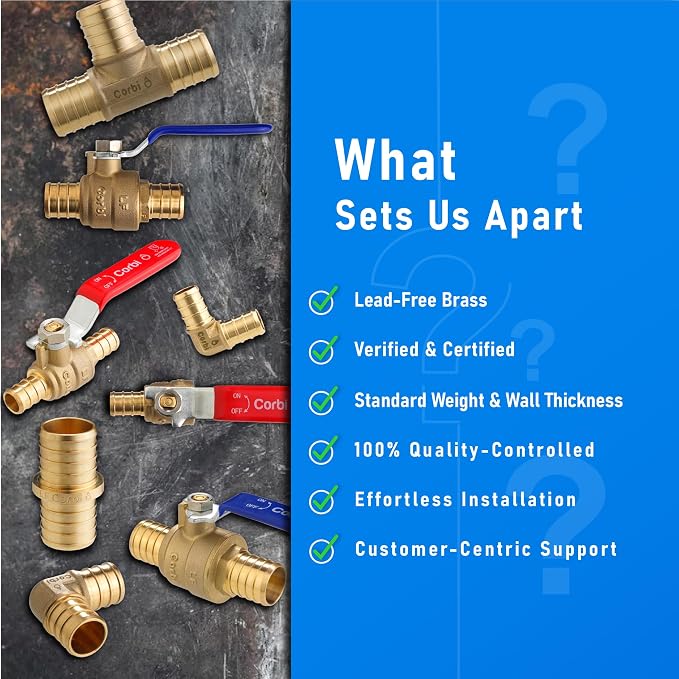 1/2 INCH PEX-B Ball Valves, Lead-Free Brass Full Port Shut-Off Valve - Image 8
