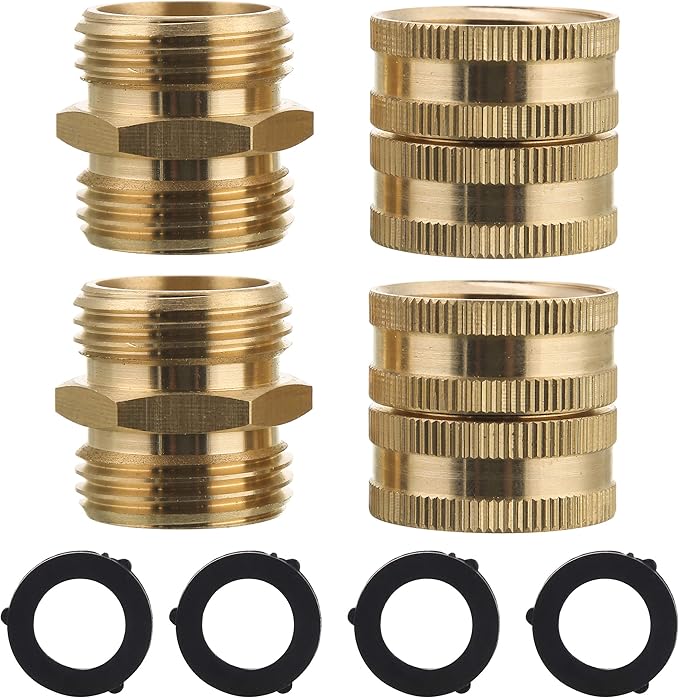 M MINGLE Garden Hose Adapter 3/4”, Male to Male, Female to Female, Solid Brass by MMINGLE